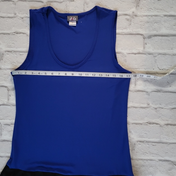 Dots Blue And Black Peplum top Sz M with drop waist sleeveless - Picture 4 of 9